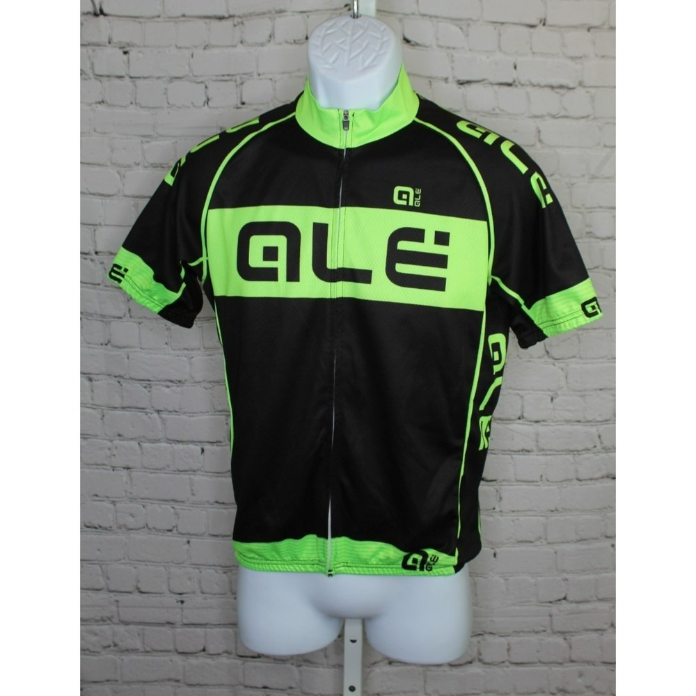 Cool Dude Cycling Jersey Mens Full Zip Black Green Medium Ale
